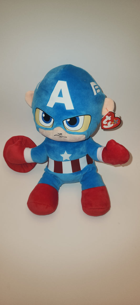 Ty Beanie Baby 8 inch Floppy Marvel (Avengers), CAPTAIN AMERICA